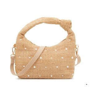 Crown Vintage Raffia Basket Seasonal Knit Hobo Bag NWOT